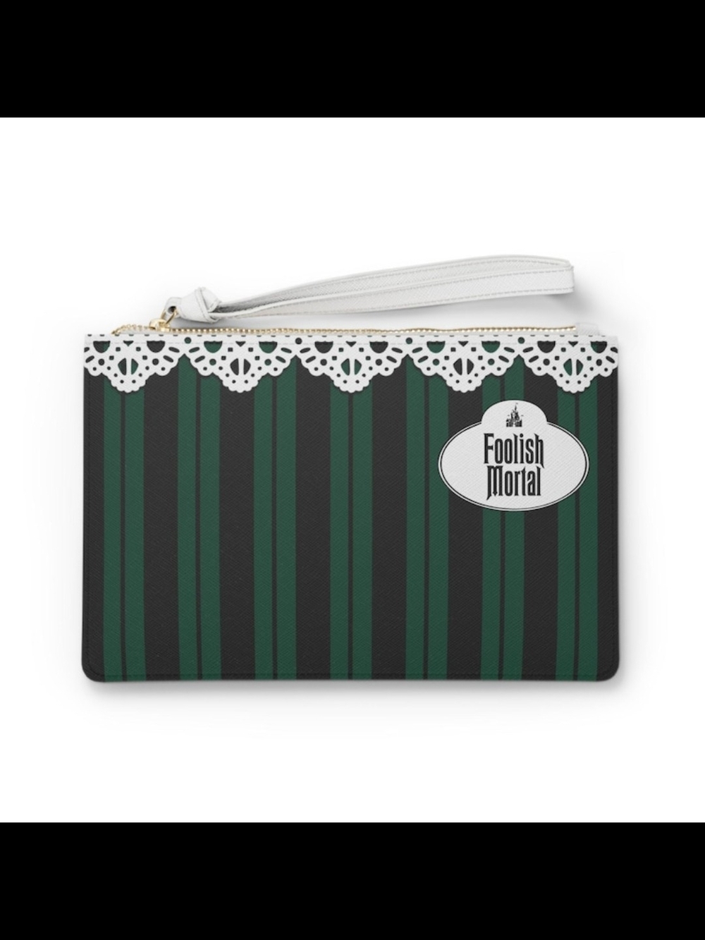 Green & Black Stripe Wristlet